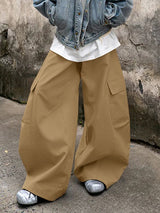 Men's Solid Wide Leg Loose Casual Pant SKUL32986