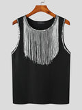 Mens Sequined Fringe Design Sleeveless Vest SKUK16957