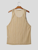Men's Resort Sheer Striped Scoop Neck Slim Fit Tank SKUL70270
