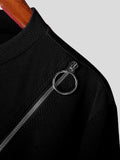 Mens Solid Zip Front Knit T-Shirt SKUK04201