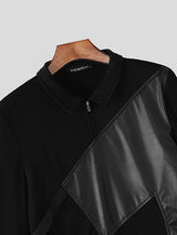 Men's Sheer Mesh Patchwork Zipper Lapel Shirt SKUL50146