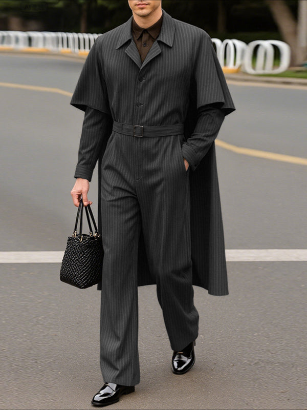 Men's Cape Patchwork Striped Two Pieces Outfit SKUL31937