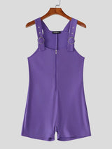 Men's Avant-Garde O-Ring Strap Front Zip Muscle Fit Romper Singlet Tank SKUL72631