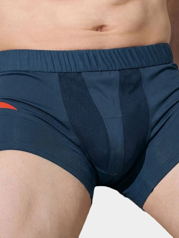 Men's Avant-Garde Techwear Mesh Patchwork Fitted Gym Boxer Short SKUL72509