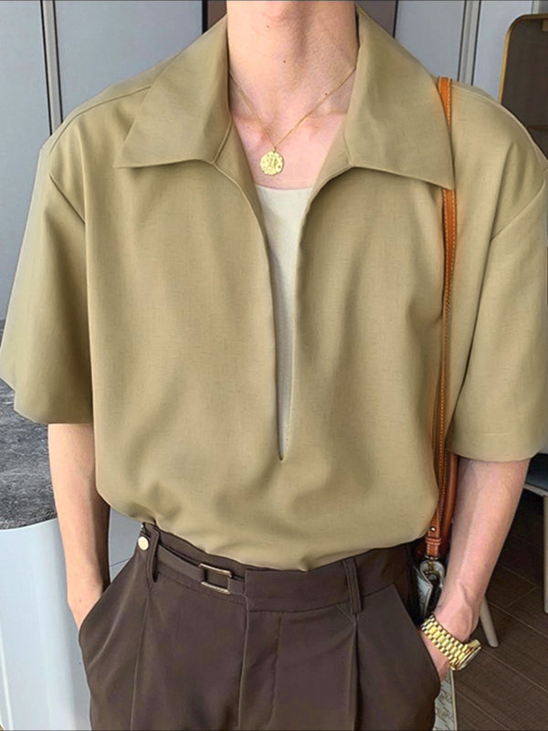 Men's Solid Color Short Sleeve T-Shirt SKUL38866