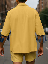 Men's Fringe Patchwork Short Sleeve Blazer SKUL22231