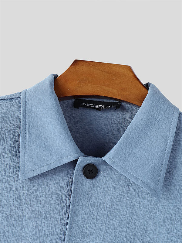 Mens Solid Color Casual Long Sleeve Shirt SKUL06374