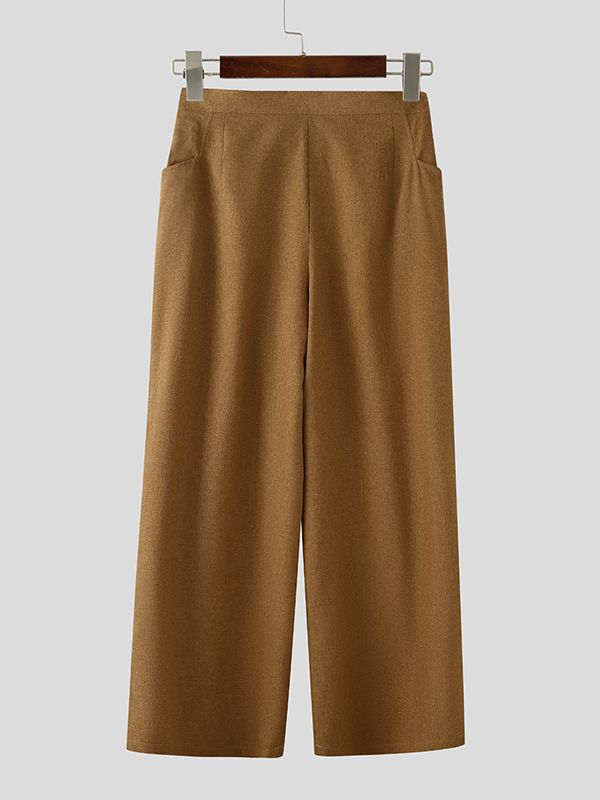 Men's Solid Color Textured Wide Leg Pant SKUL35282