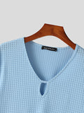 Mens Solid Texture V-Neck Casual T-Shirt SKUK48458