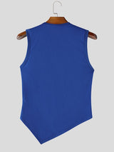 Men's Deconstructed Avant-Garde Asymmetric Diagonal Zipper Paneled Tank SKUL68059
