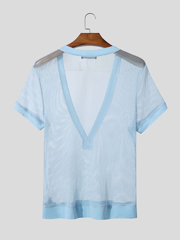 Men's Sheer Mesh Short Sleeve T-shirt SKUL47995