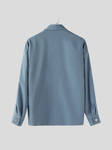 Men's Double Pocket Contrast Stitch Long Sleeve Shirt SKUL32779