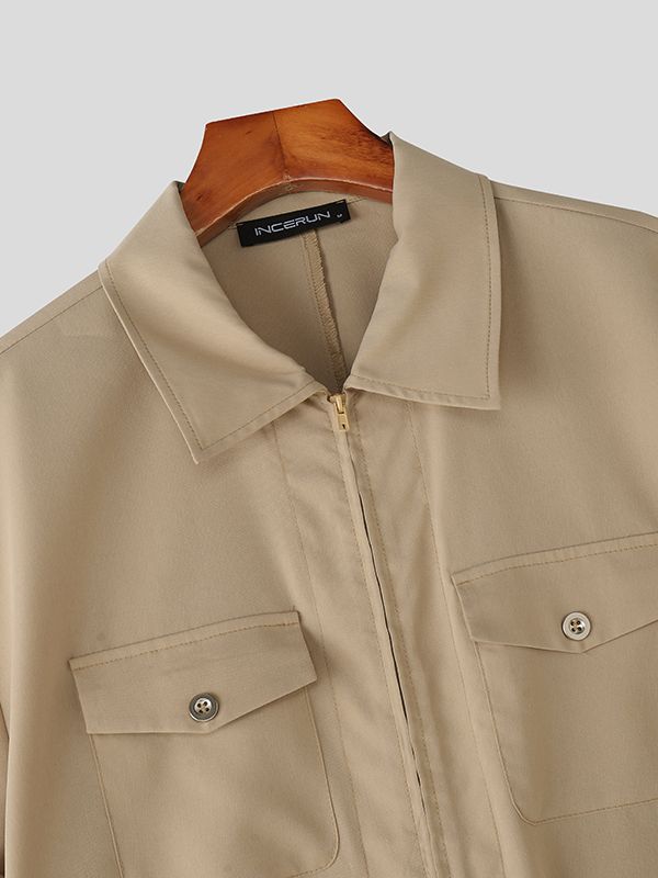 Men's Solid Casual Drawstring Jumpsuit SKUL31925