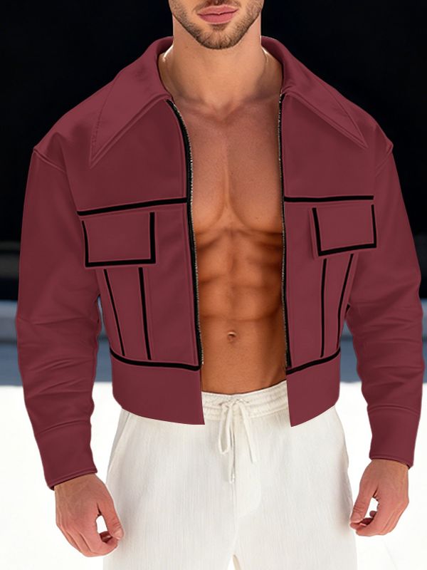 Men's Contrast Line Long Sleeve Jacket SKUL48869