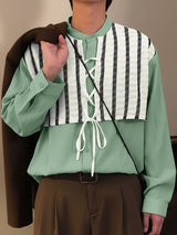 Men's Color Block Stand Collar Long Sleeve Shirt SKUL39392