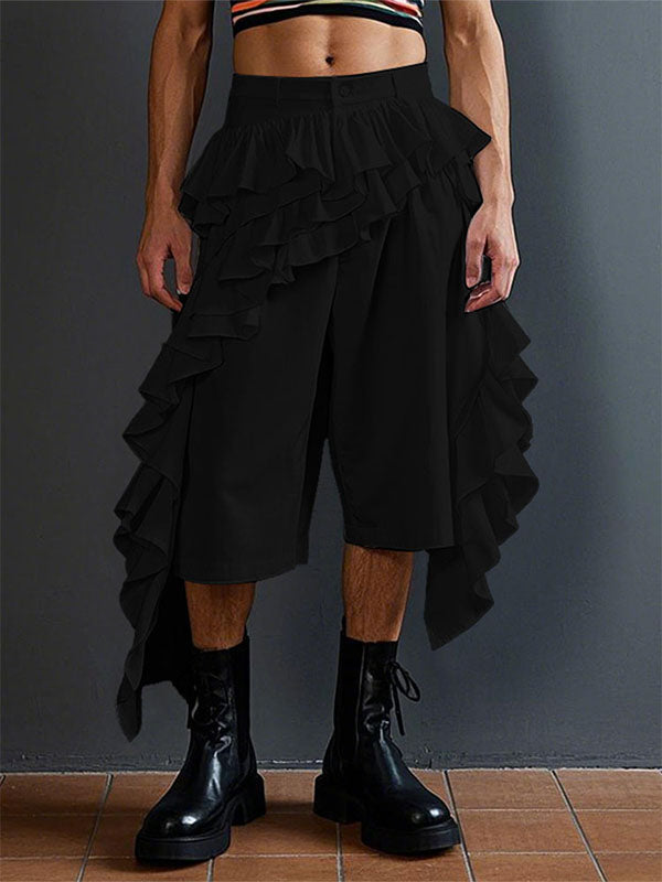 Mens Ruffled Trim Casual Cropped Pant SKUL09427
