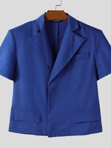 Men's Solid Color Short Sleeve Casual Blazer SKUL42247