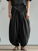 Mens Solid Color Ruched Casual Pant SKUL15368