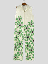 Men's Floral Print Colorblock Jumpsuit SKUL19821