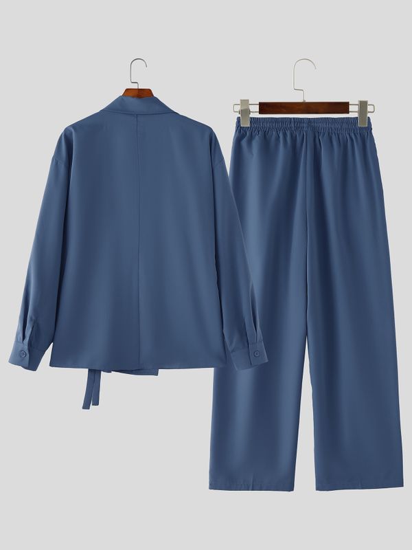 Men's Solid Color Loose Casual Two Pieces Outfit SKUL52016