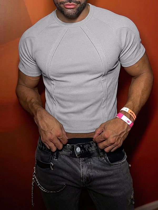 Men's Deconstructed Textured Short Sleeve T-shirt SKUL54623