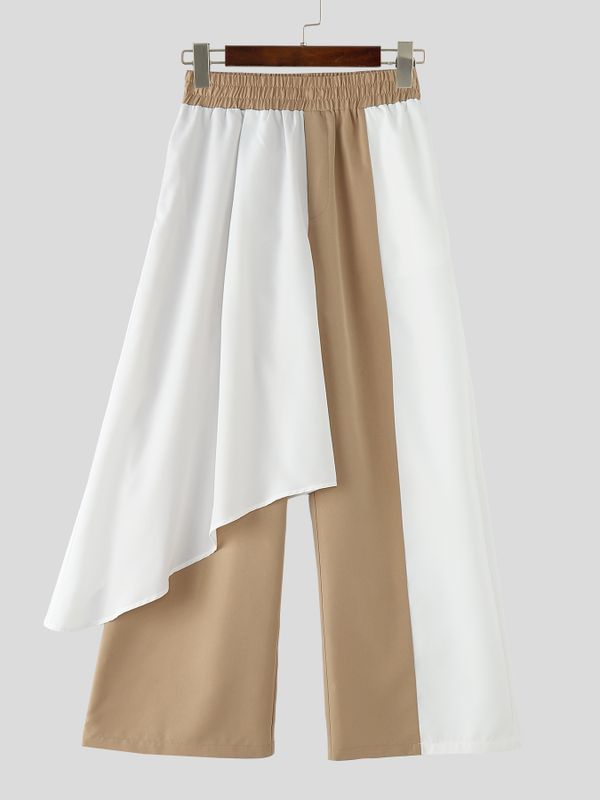 Men's Ruffle Hem Contrast Color Casual Pant SKUL53016
