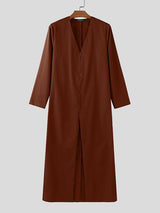 Men's Solid Color Long Hem Casual Long Sleeve Shirt SKUL31877