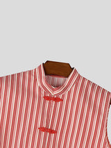 Men's Striped Frog Button Casual Tank SKUL56650