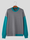 Mens Contrast Patchwork Knit Pullover Sweater SKUK41783