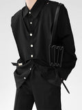 Mens Metal Button Patchwork Long Sleeve Shirt SKUK45330