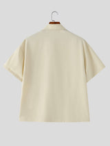 Men's Casual Vintage Delicate Floral Print Cuban Collar Short Sleeve Shirt