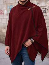 Men's Retro Techwear Stage Performance Wrap High Neck Pointed Draped Hemline Heavyweight Cloak SKUL82407