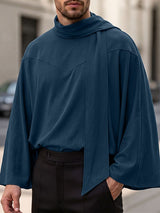 Men's Early Autumn Urban Casual Integrated Attached Scarf Kimono Long Sleeve Scarf Collar Cloak SKUL82408