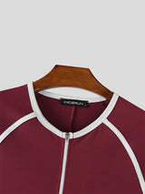 Men's Stripe Colorblock Short Sleeve Bodysuit SKUL21306