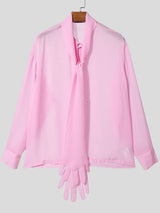 Men's Finger Ribbon Sheer Long Sleeve Shirt SKUL53003