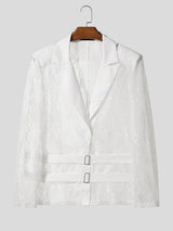Men's Sheer Lace Waist Long Sleeve Blazer SKUL31873