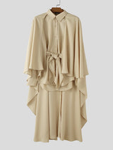 Men's Cape Patchwork Faux Two-Piece Long Sleeve Shirt SKUL32882