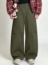 Men's Streetwear Harajuku Baggy Curved Stitch Elastic Waist Pant SKUL69624