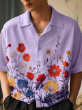 Mens Floral Print Revere Collar Short Sleeve Shirt SKUK51989