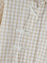 Men's Neo-Chinese Zen Gingham Plaid Frog-Button Shirt SKUL62082