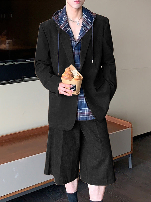 Men's Solid Color Casual Two Pieces Outfit SKUL27319