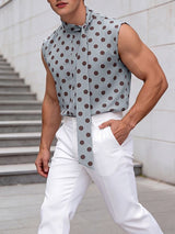 Men's Avant-Garde Polka Dot Print Halter Bow-Tie Neck Tank SKUL67069