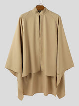 Men's Solid Color Cape Patchwork Long Sleeve Shirt SKUL41538