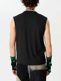 Mens Solid Cutout See Through Sleeveless Vest SKUK50837