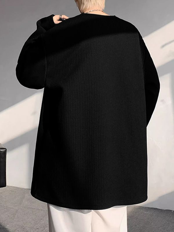 Men's Knit Texture Half Zip Long Sleeve T-Shirt SKUL36582