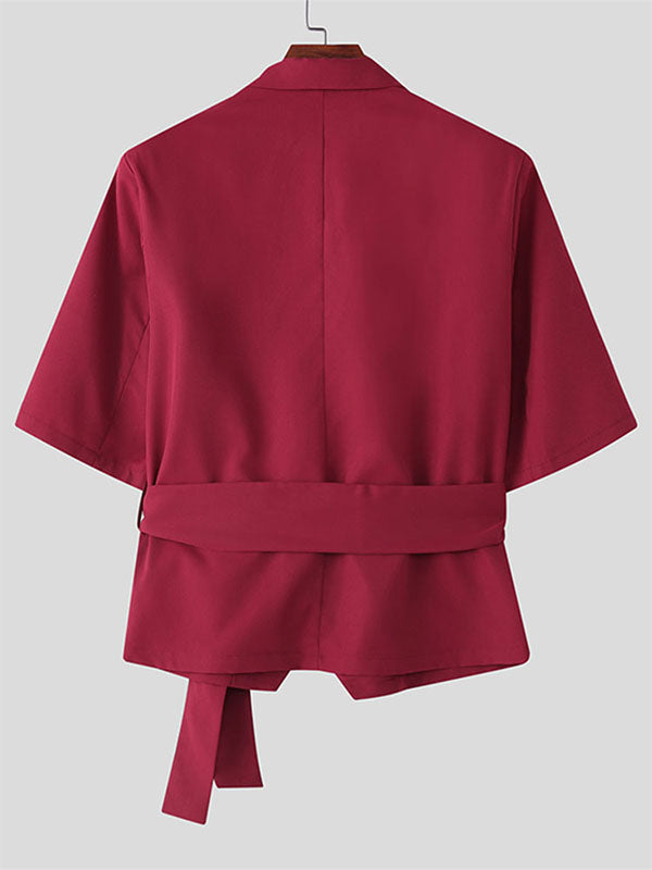 Mens 3D Flower Patchwork Short Sleeve Blazer SKUL02050