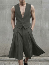 Men's Solid Color Minimalist Casual Two Pieces Outfit SKUL53953