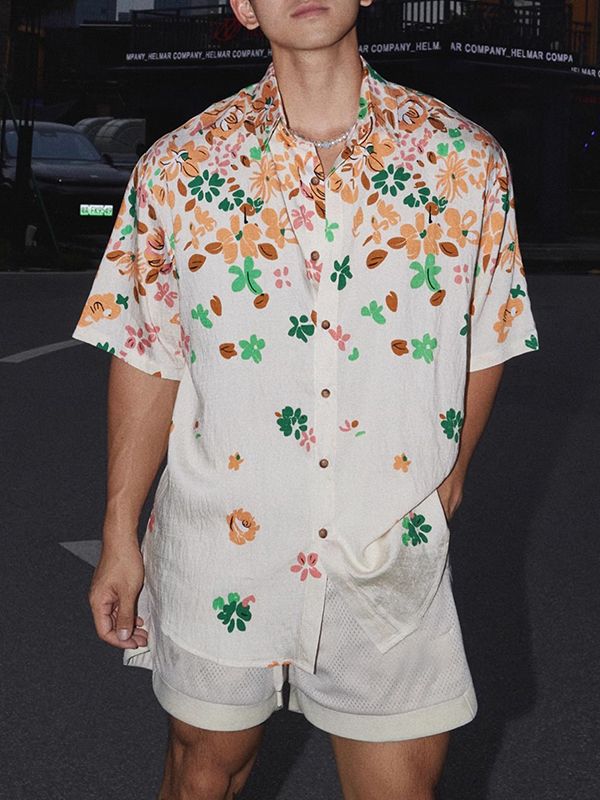 Men's Hawaiian Vacation Floral Short Sleeve Shirt SKUL26918