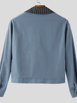 Men's Striped Lapel Cropped Long Sleeve Jacket SKUL37255