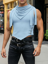 Men's Avant-Garde Knit Textured Draped Cowl Neck Tank SKUL54686